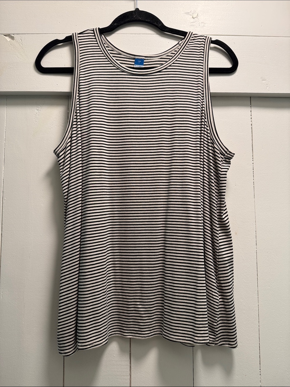 Old Navy Luxe Black & White Striped Tank Top L Large Flowy Shirt